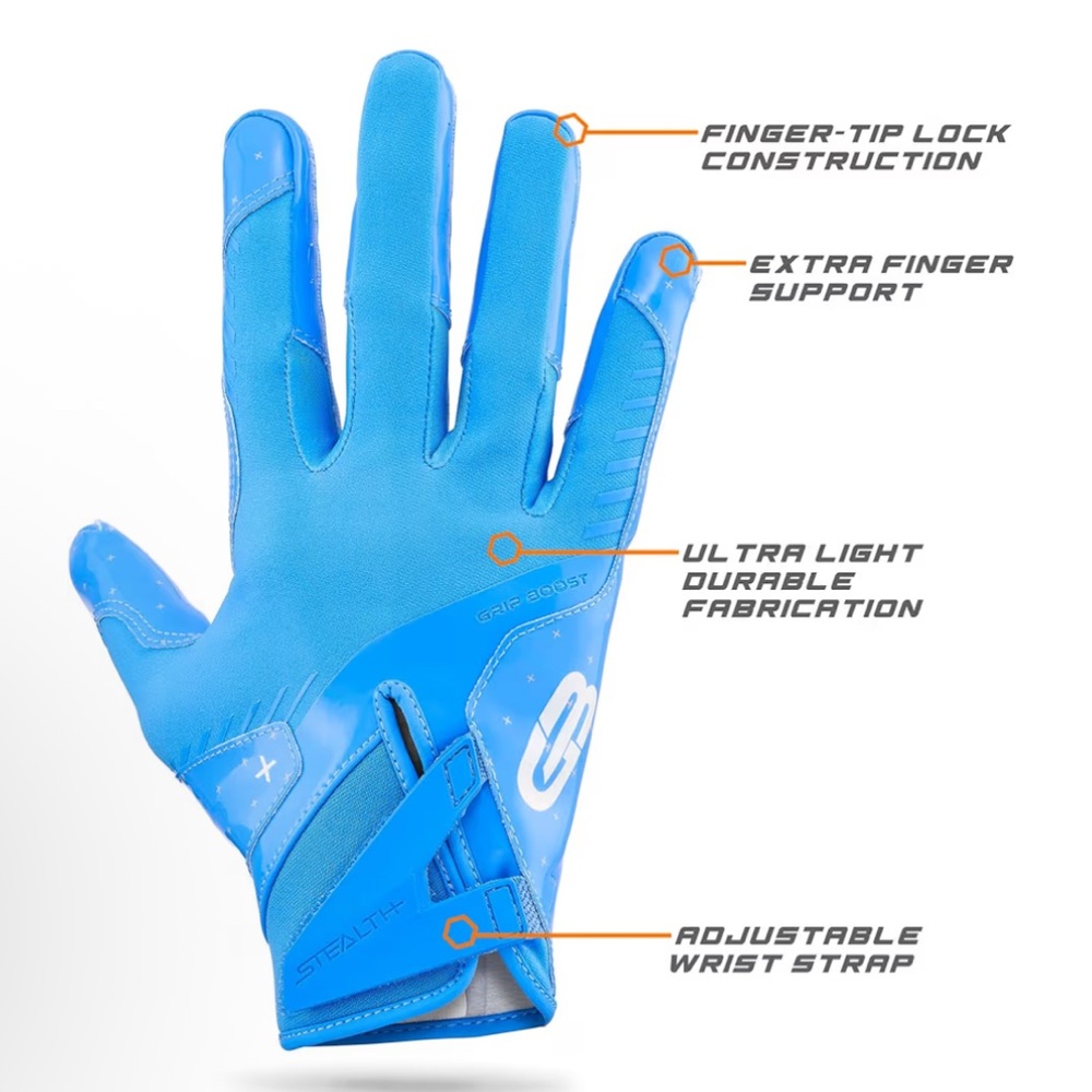 Grip Boost Football Gloves -Solid Stealth 6.0 Boost Plus Size Large